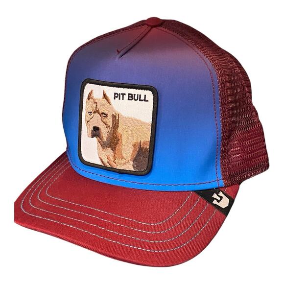 Goorin Bros The Farm Animal Trucker PITBULL TERRIER DOG Ombre Blue Red New Perro - Picture 1 of 8